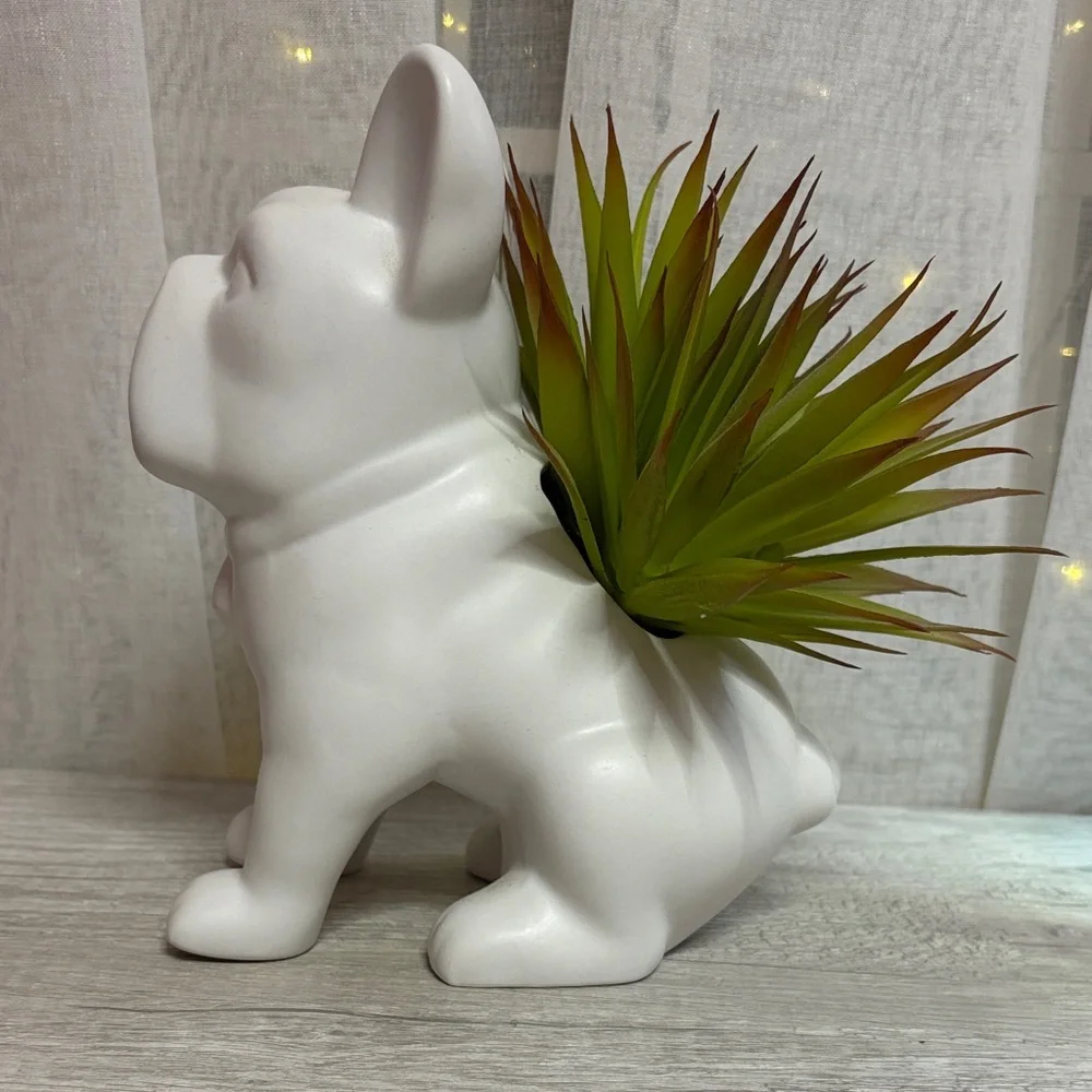 White French Bulldog Planter and Dog Photo Frame